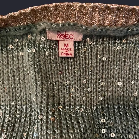 Reba Olive Sequin Sweater - Picture 2 of 6